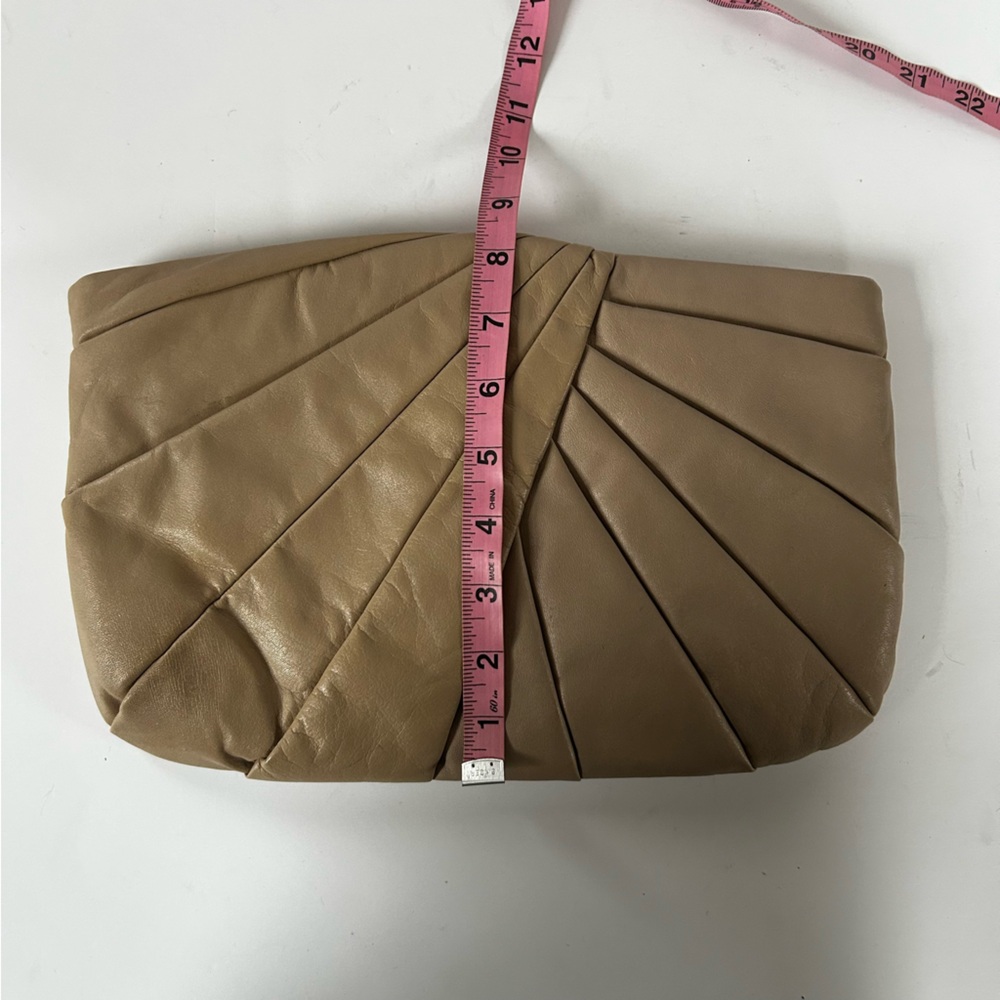 Set of 2 Vintage Leather Clutch Handbags Blue Taupe Chic Minimal Classic - Picture 16 of 16